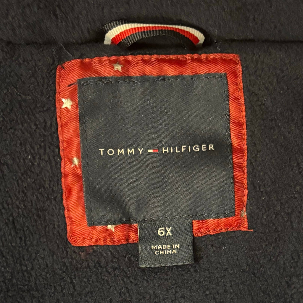 Tommy Hilfiger Girls Red Puffer Jacket Faux Fur Hood Preppy Winter Coat 6X Kids