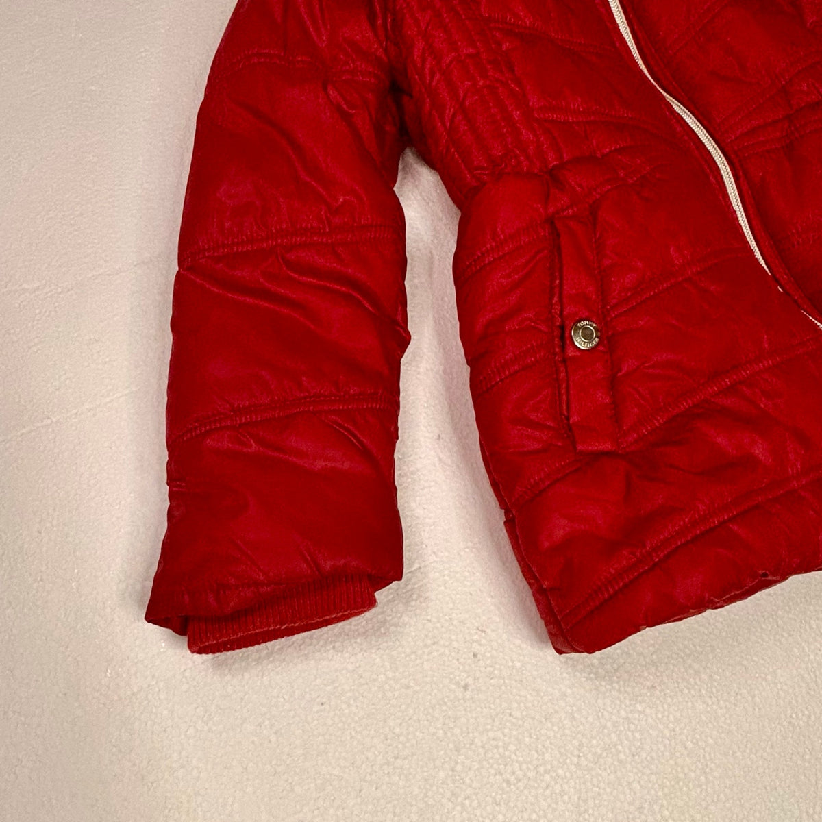 Tommy Hilfiger Girls Red Puffer Jacket Faux Fur Hood Preppy Winter Coat 6X Kids