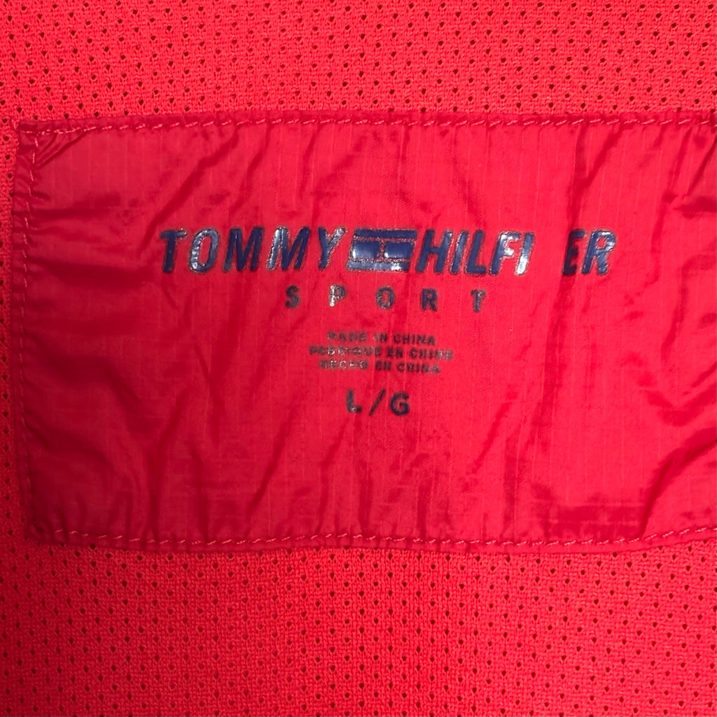Tommy Hilfiger L Sport windbreaker colorblock red navy hooded Y2K retro women