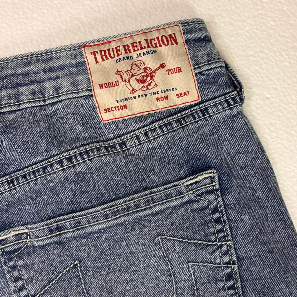True Religion Becca Y2K Western Mid Rise Bootcut Jeans Blue Medium Wash Denim 31