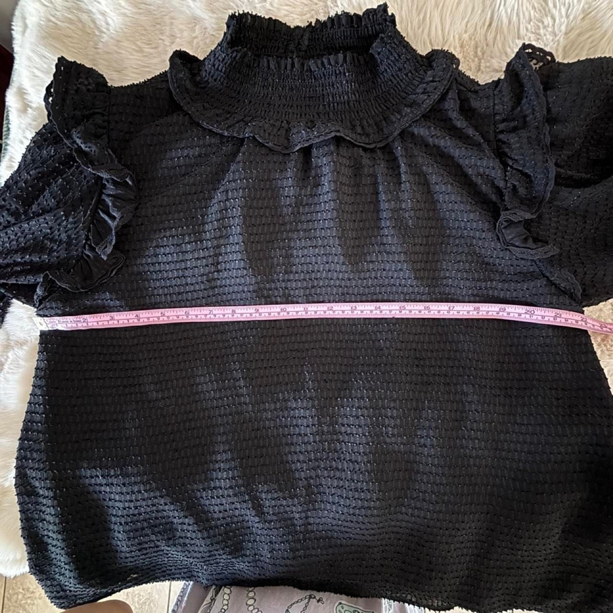 Zac & Rachel Whimsygoth Flowy Cap sleeve sparkle Women Black Blouse