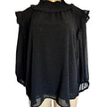 Zac & Rachel Whimsygoth Flowy Cap sleeve sparkle Women Black Blouse